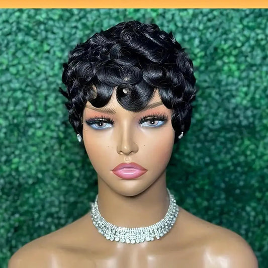 Pixie Cut Wig Afro Kinky Curly Wig Bob Wig Human Hair Short Wigs Human Hair Machine Cheveux Remy Hair Cheveux Naturel Court